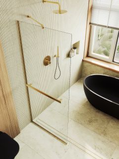 Душевая перегородка MaybahGlass MGD-726-3у 79см золото